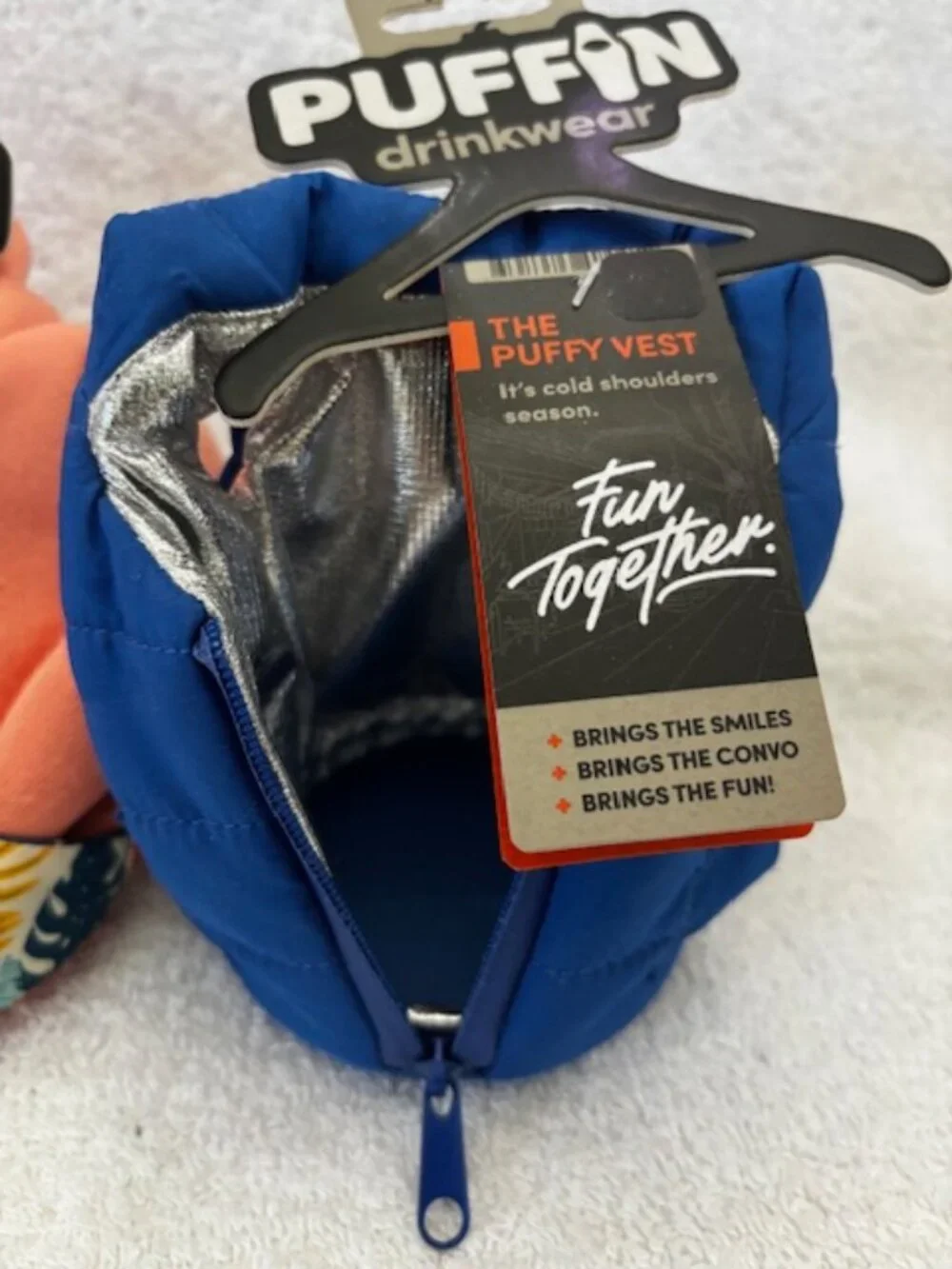 Puffin drinkwear two pack insulators: The Puffy Vest and The Hoodie